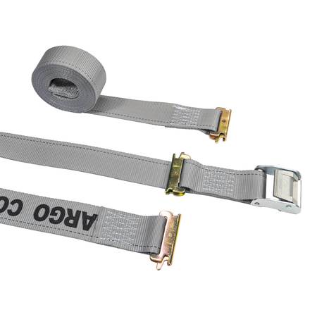 US CARGO CONTROL 2" x 16' Gray E-Track Cam Strap w/ Double-Fitted End C316SEFCLE-GRY